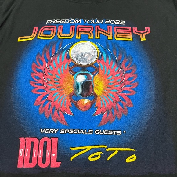 🎸 '22 Journey Band Billy Idol Toto 2 Side UNWORN Freedom Tour Shiny Bright Tee - Picture 5 of 14